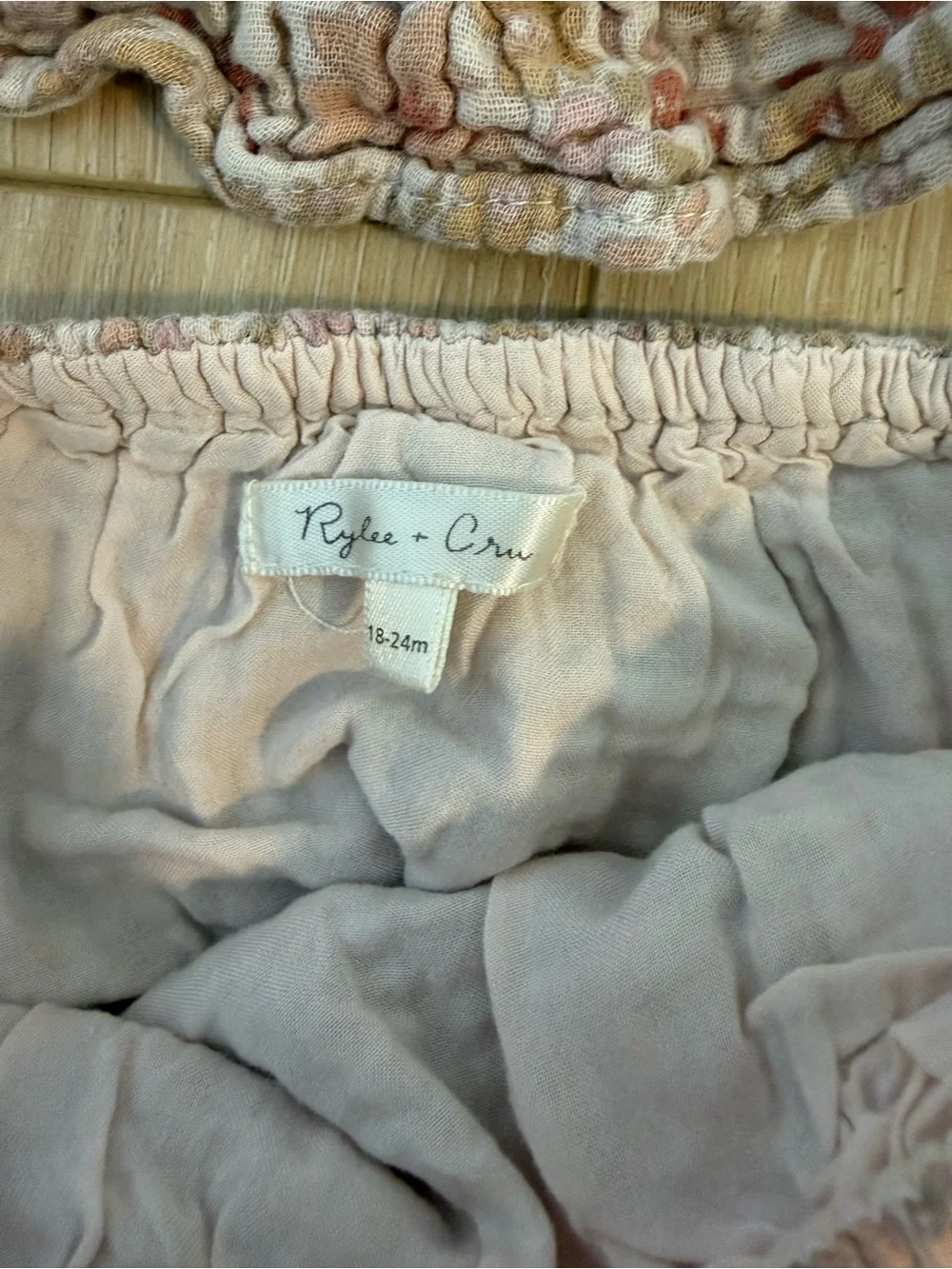Rylee + Cru Pink Cream Floral Ruffle Top & Bloomers Set